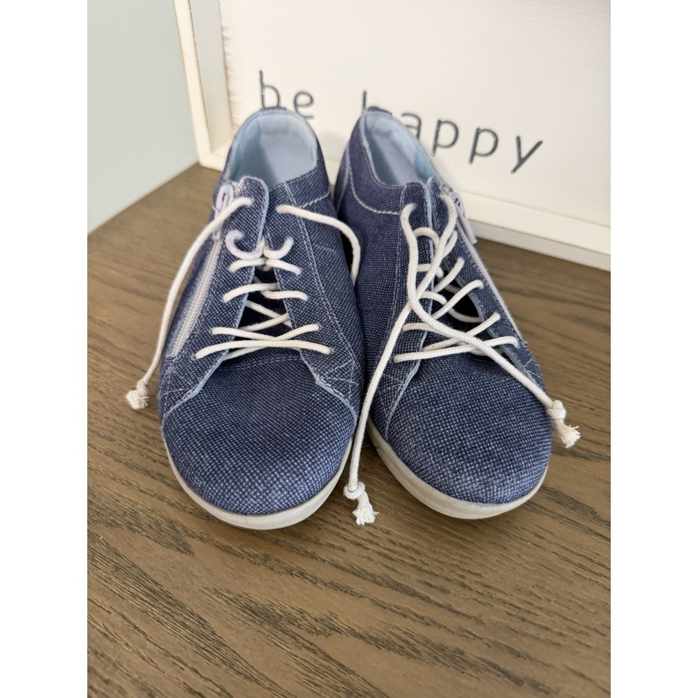 Cloud Footwear Denim Sneakers Womens Comfort Casual Side Zip Lace Shoes‎ Low Top